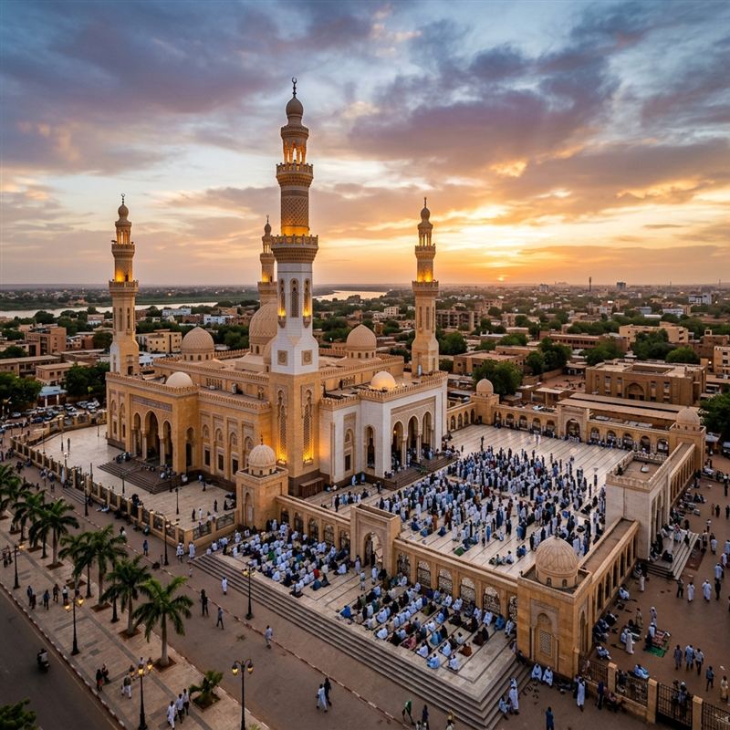 Grand Mosque of Niamey with ARCEP stamp