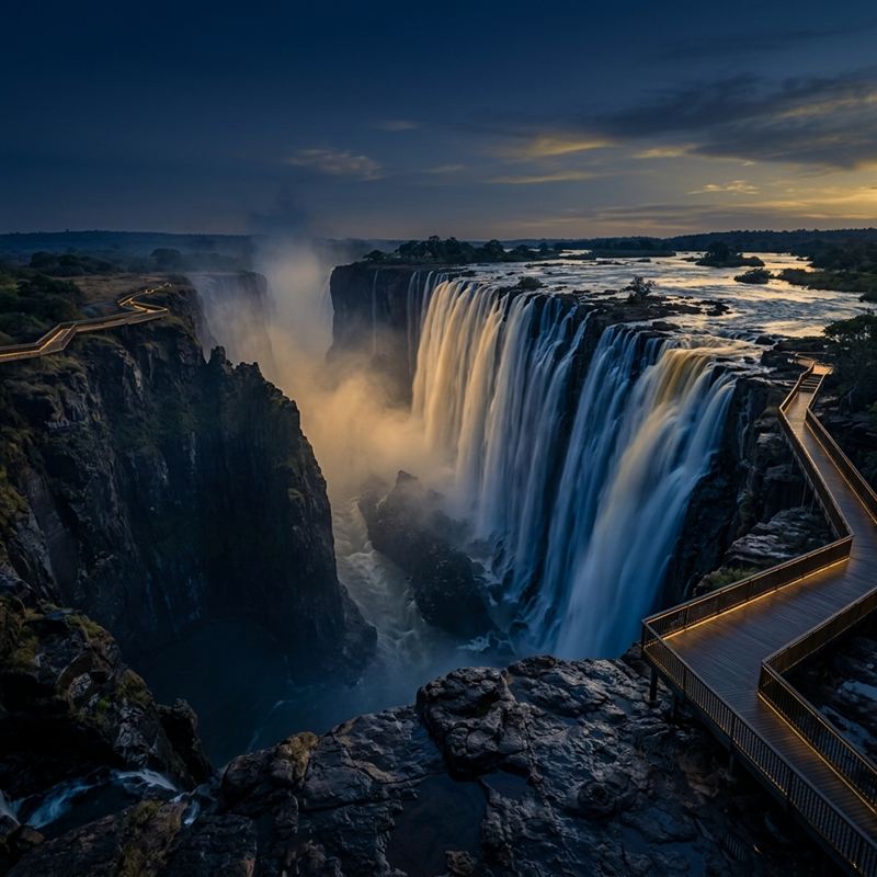 Victoria Falls with ZICTA stamp